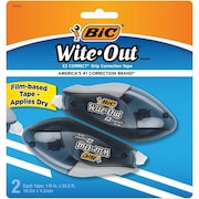 Wite-Out Correction Tape, Rubber Grip, 1/5"x33ft, 2/PK, White PK BICWOECGP21